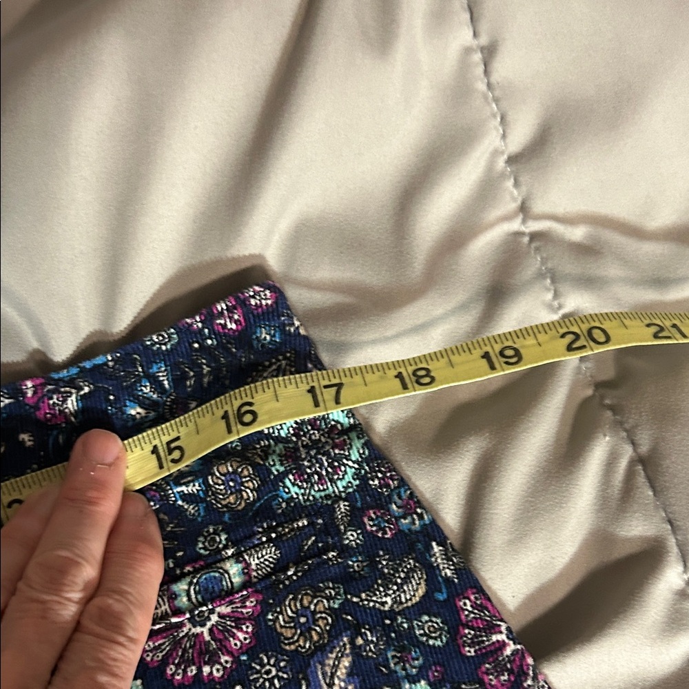 Talbots Floral A-Line Corduroy Skirt in Navy and Pink - Picture 6 of 7